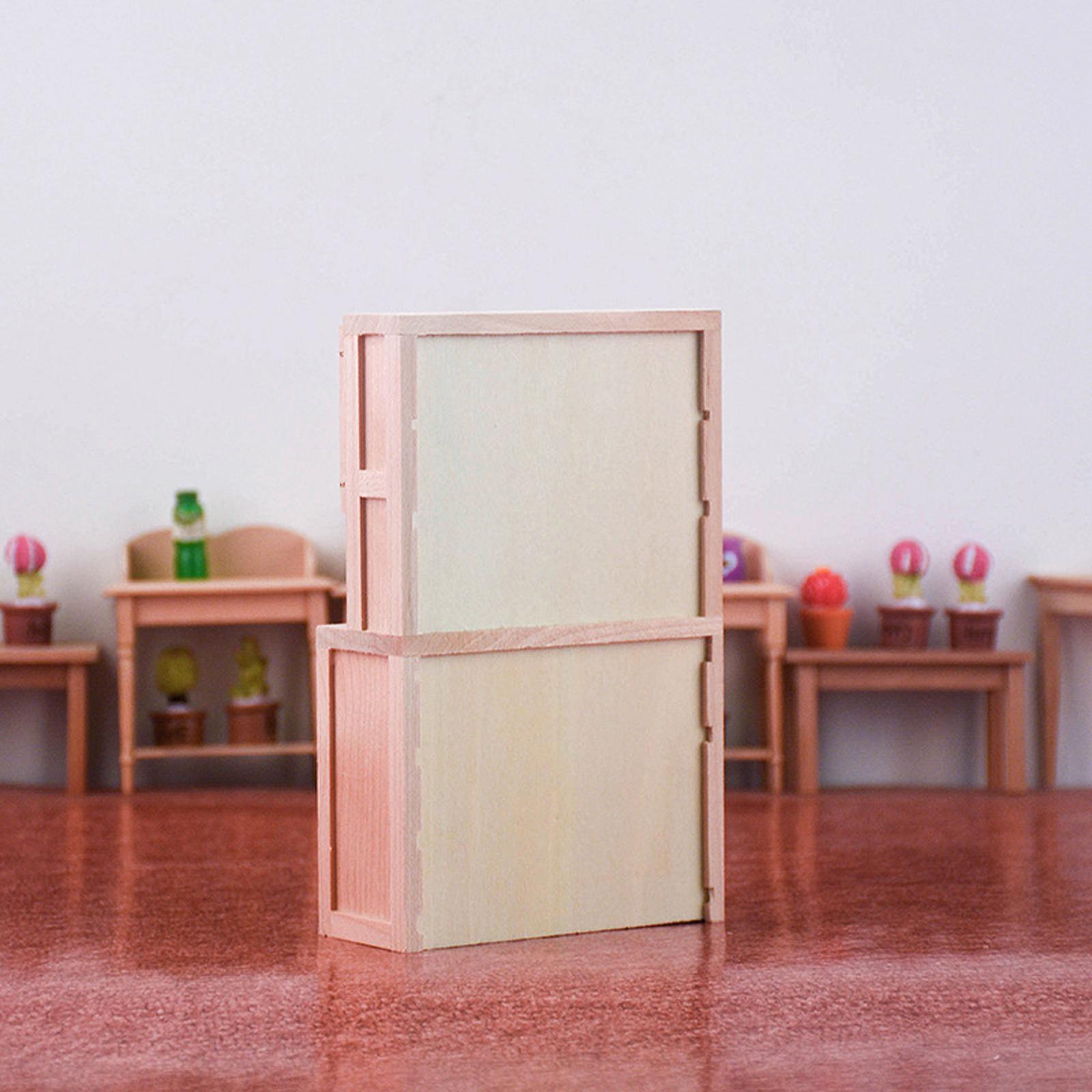 1:12 Scale Unpainted Wooden Cabinet Supplies Dollhouse Living Room Decor
