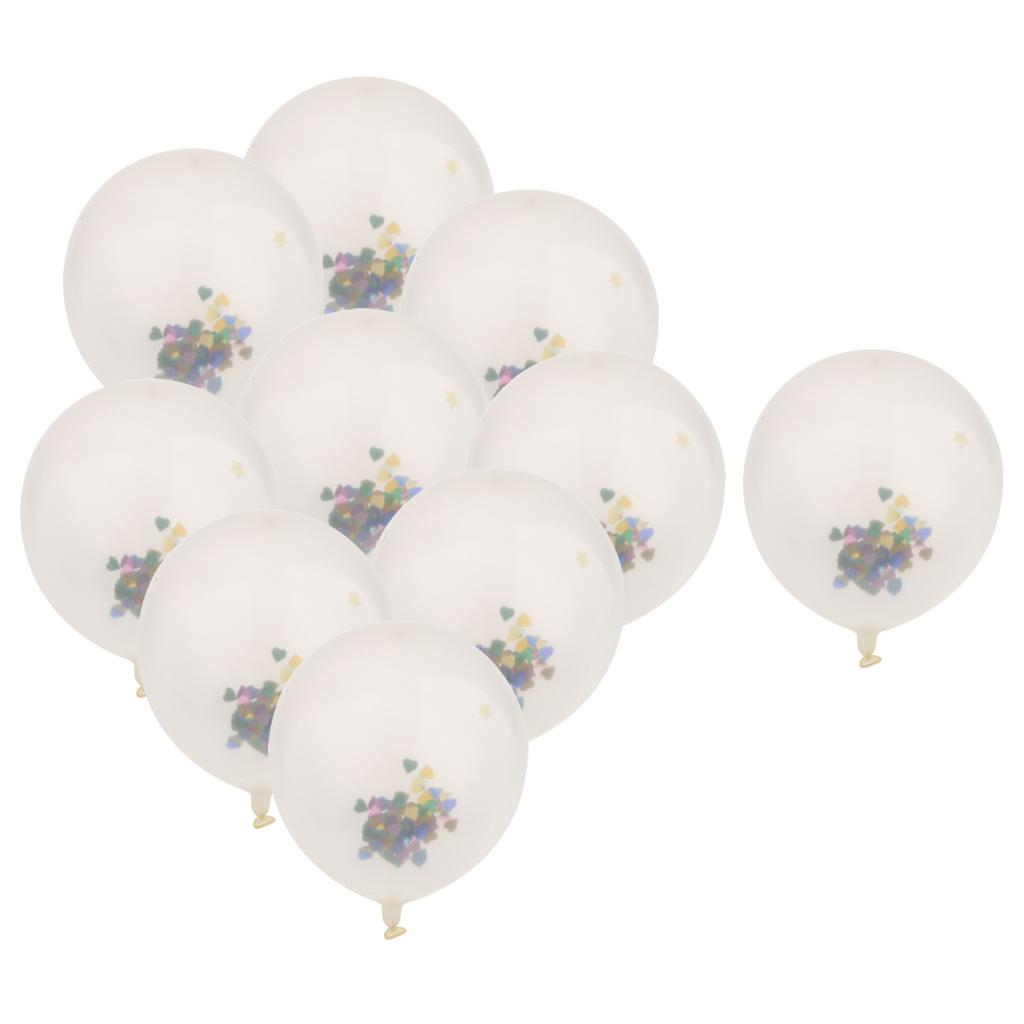 10 Clear Latex Balloons & Heart Confetti Wedding Birthday Party Decor 12in