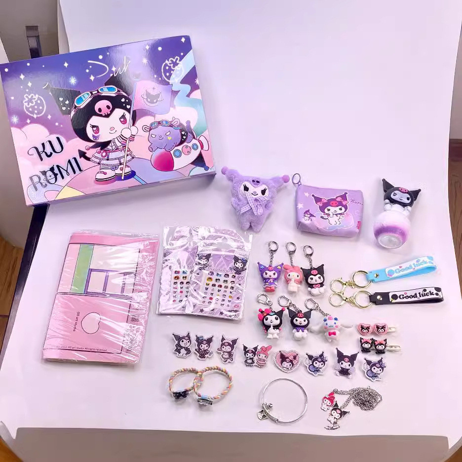 Đồ chơi hộp mù blind box Kuromi DIY vòng cổ kẹp tóc móc khóa, bộ đồ chơi full set hộp bất ngờ, quà tặng sinh nhật cho bé