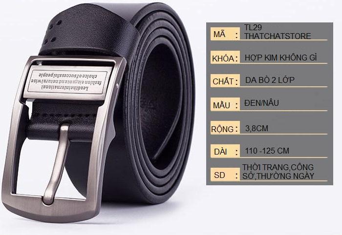 Thắt Lưng Nam Da Bò Thật 2 Lớp Cao Cấp - Mặt Khóa Hợp Kim Khắc Chữ TL29