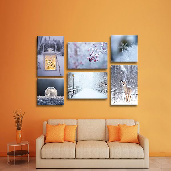 Bộ 6 Tranh Canvas Viền Composite Treo Tường Mùa Đông W511
