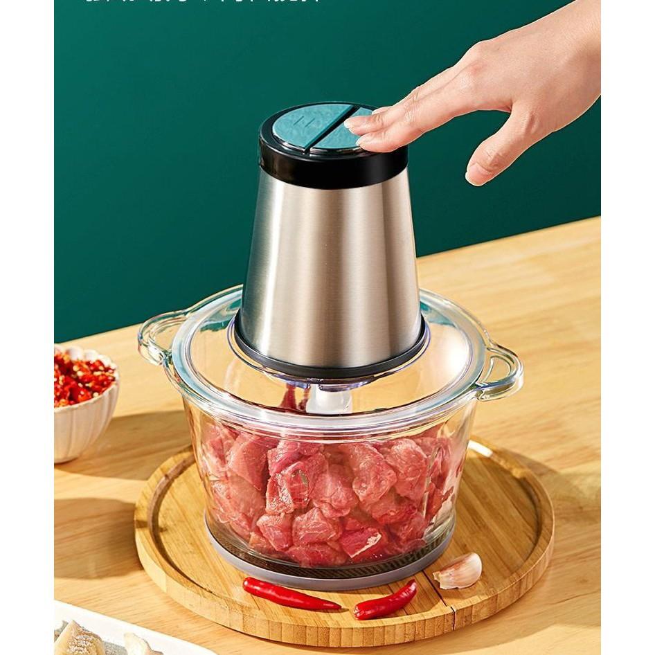 Máy Xay Thịt Cối Nhựa 2L Công Suất 250W - Máy Xay Thực Phẩm Đa Năng 4 Lưỡi - BẢO HÀNH 1 NĂM