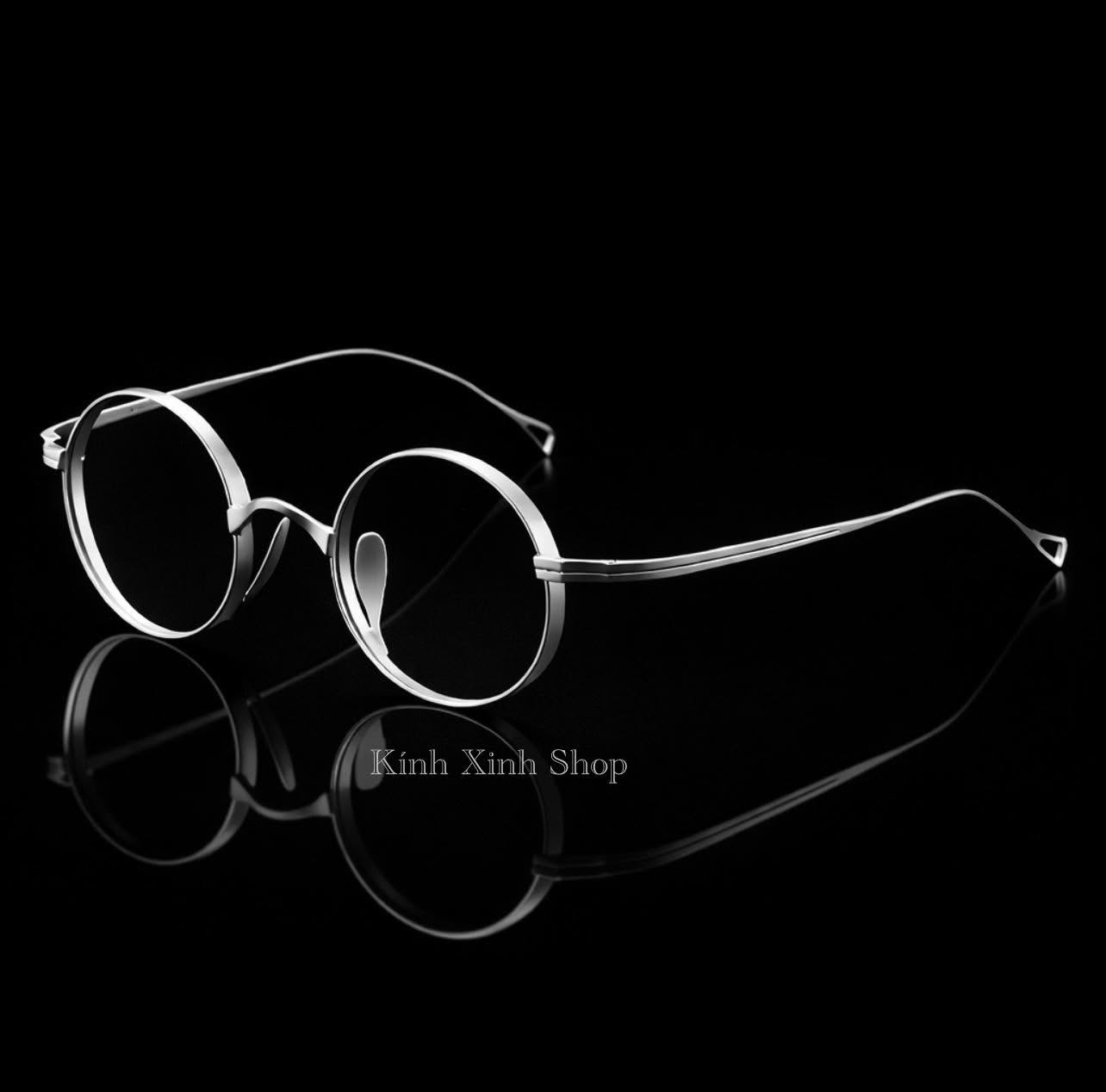 (Hàng cao cấp) Kính gọng Titanium dáng Mắt tròn xoe mini siêu nhỏ