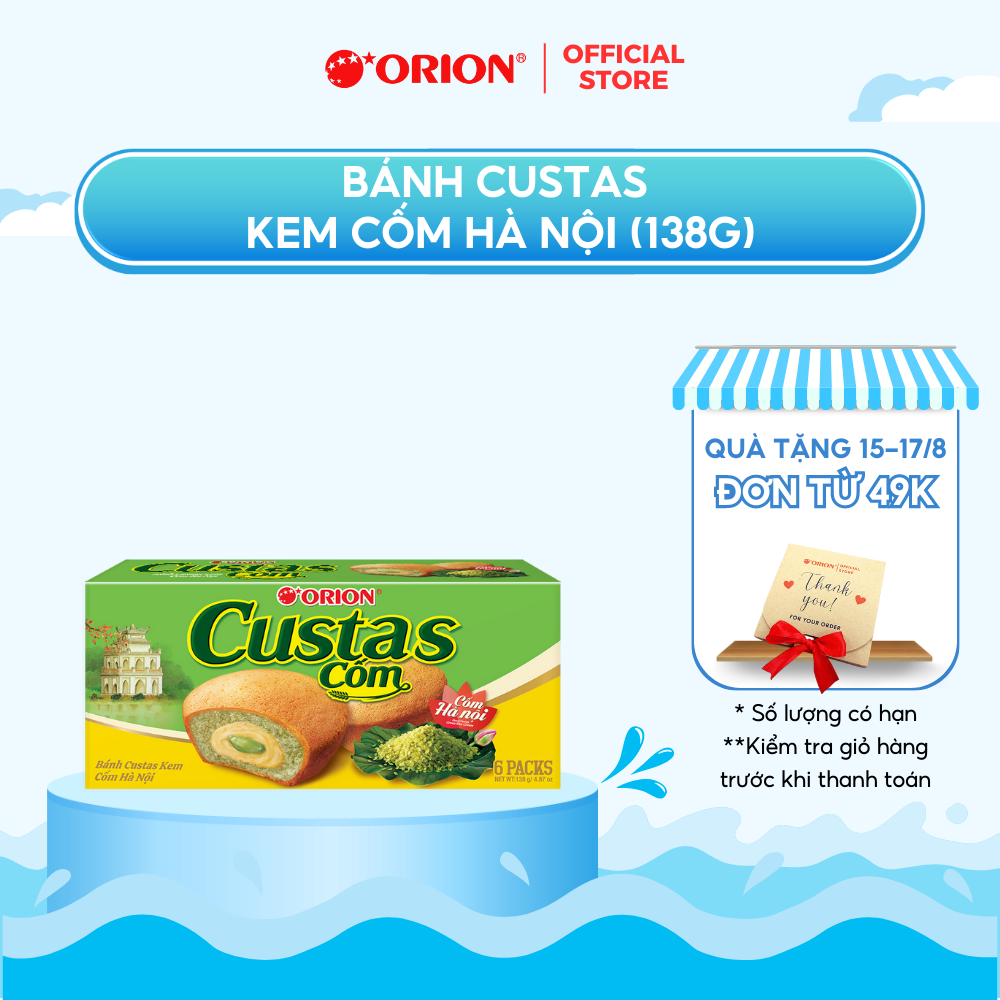 Hộp 6 gói bánh Orion CUSTAS vị CỐM Hà Nội
