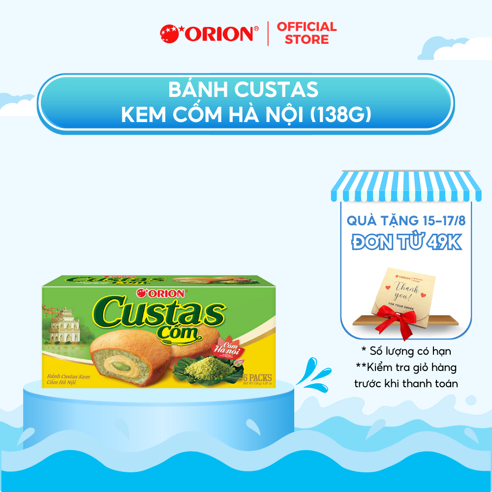 Hộp 6 gói bánh Orion CUSTAS vị CỐM Hà Nội (141G)