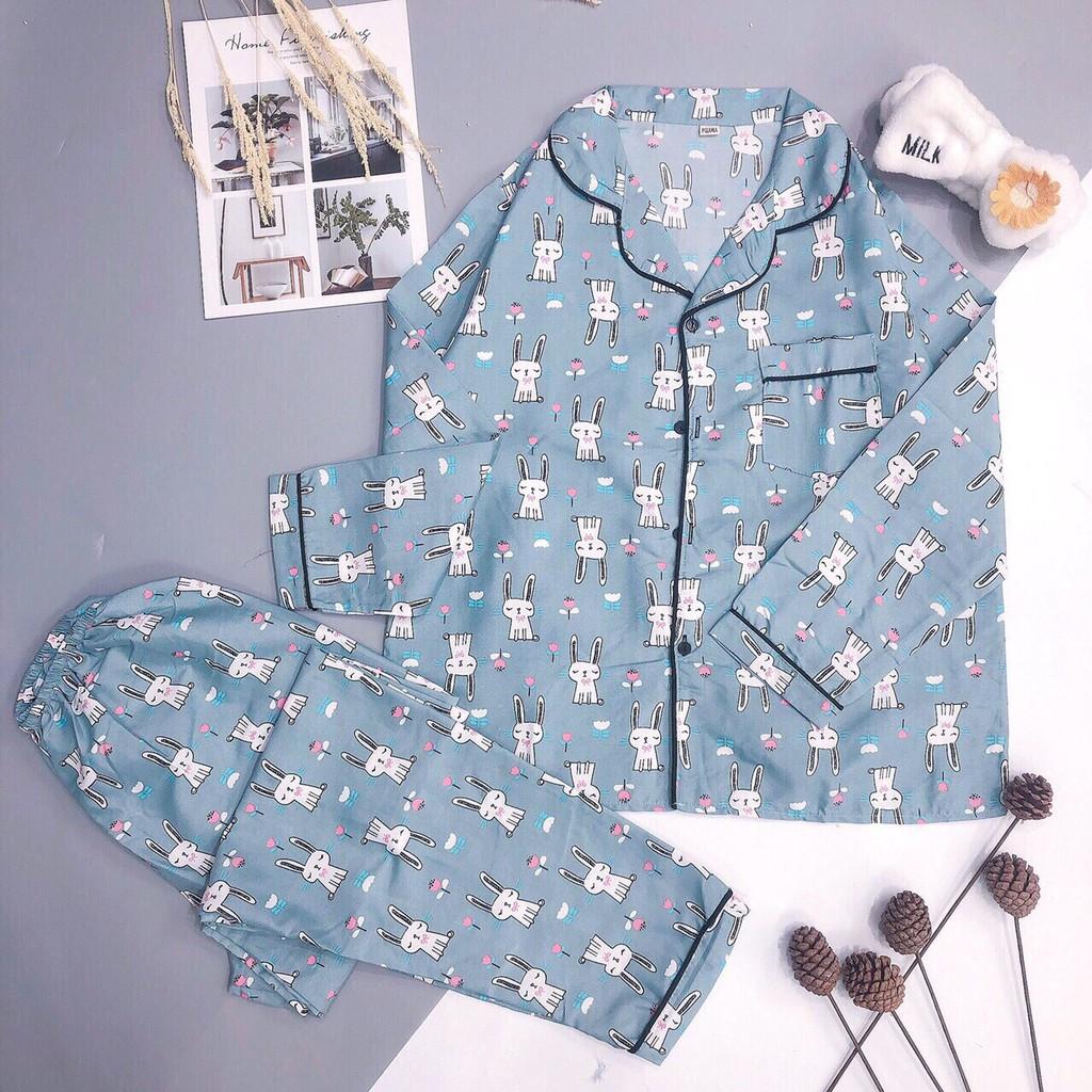 Đồ ngủ pijama nữ dáng dài tay chất kate thái cao cấp, Bộ quần áo mặc nhà pyjama- pizama HATIBO