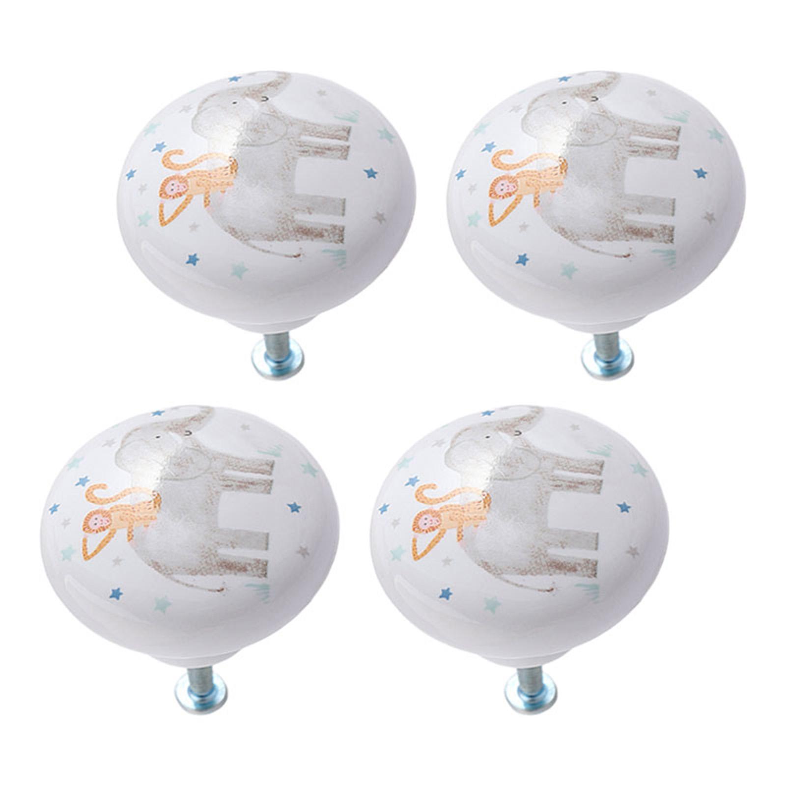 4Pcs Ceramic Drawer Knobs Cabinet Knobs for Furniture Cupboard Children Room
