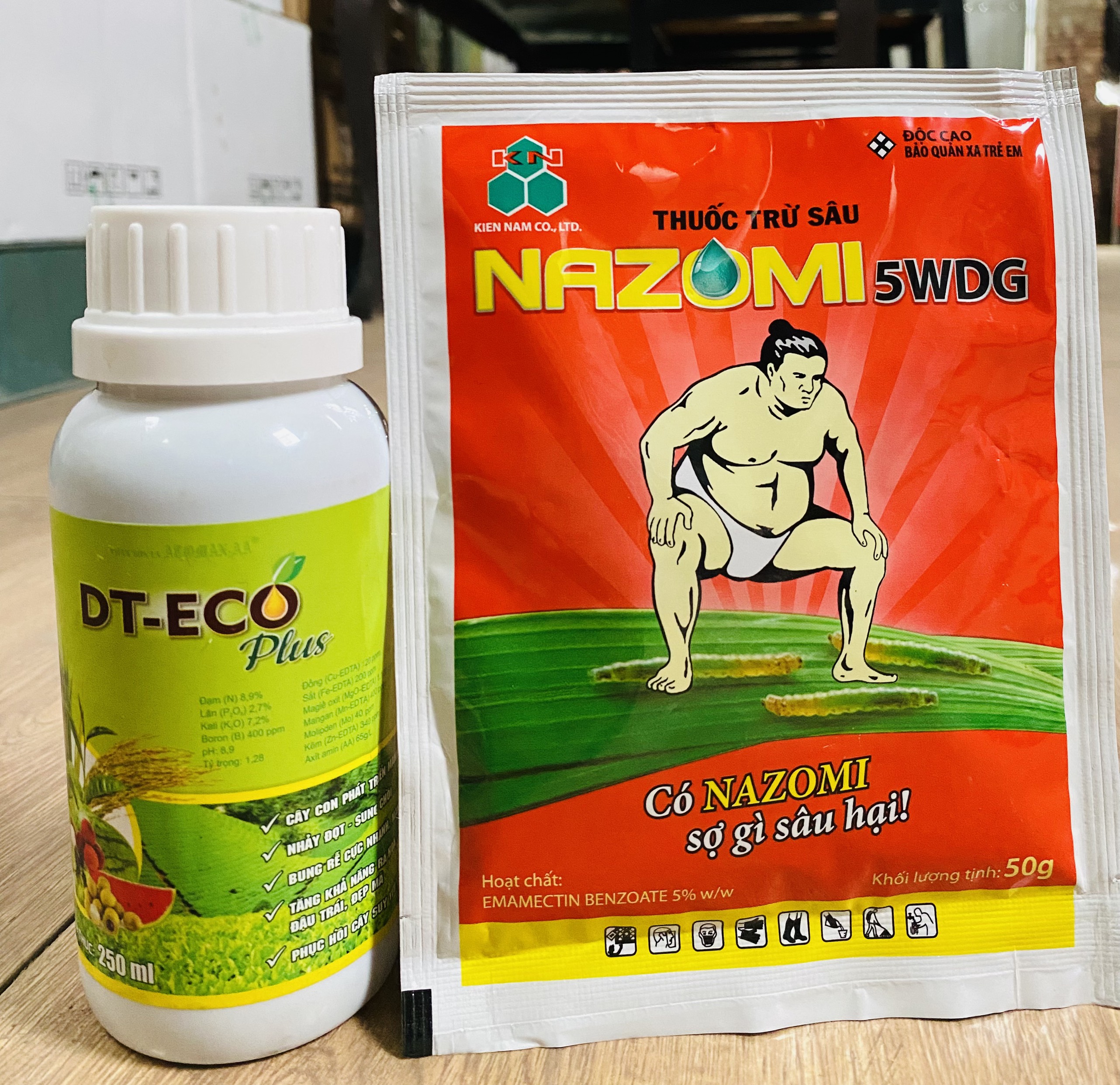 Combo trừ sâu NAZOMI 50g và phân bón lá ECO Plus 250ml - sạch sâu hại, kể cả loài đã kháng - Phát triển rễ, thân, lá, đậu quả