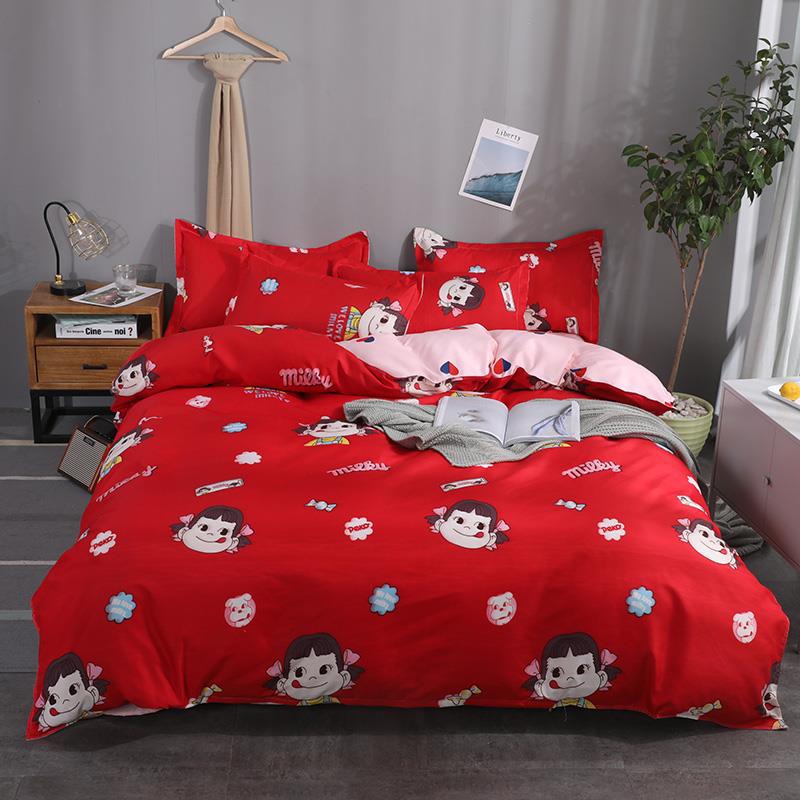 Bộ chăn ga gối cotton PL1 - Cô Gái Milky - Tặng kèm 1 móc khóa Houston