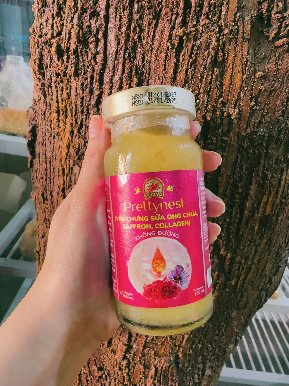 Hộp yến chưng sữa ong chúa Saffron Collagen Prettynest Healwa vị ngọt tự nhiên từ cỏ ngọt (1 hộp x 6 lọ x 150ml)