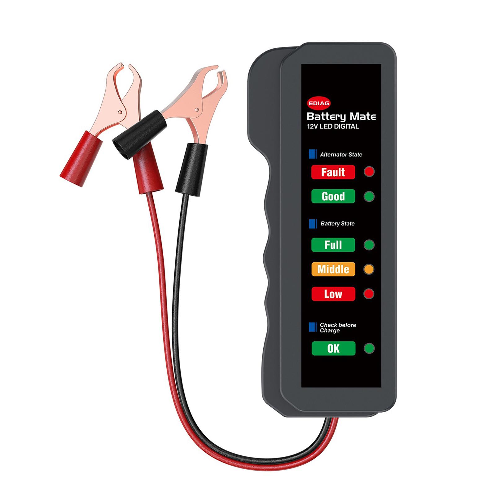 LED Lights Display12 V Vehicle Motorcycle Battery Tester Auto Car Battery Test Reverse Protect Function