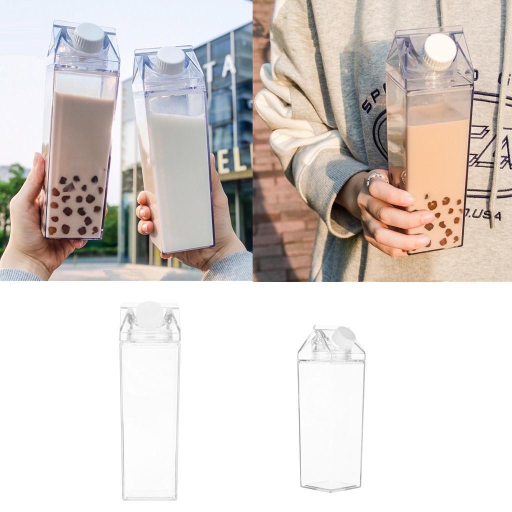 2x Milk Carton Water Bottle Portable Juice Bottle For Travel Camping Coffee