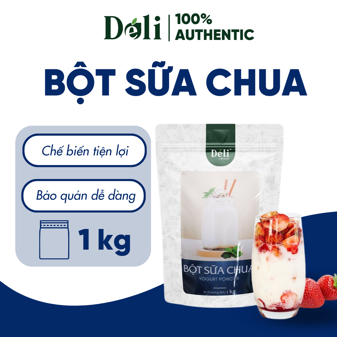 Bột Sữa Chua Déli túi 1KG [CHUYÊN SỈ] HSD: 12 tháng, hương vị thơm ngon tự nhiên, chua dịu dàng