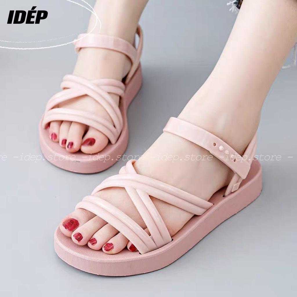 Giày sandal nhựa quai chéo chất liệu cao su INS đi biển, đi mưa siêu bền chống trơn iDÉP- GL070