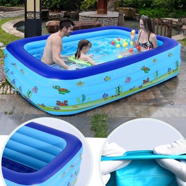 Phao bơi, bể bơi 3 tầng hình chữ nhật 1,3m - 1m5 - 1m8