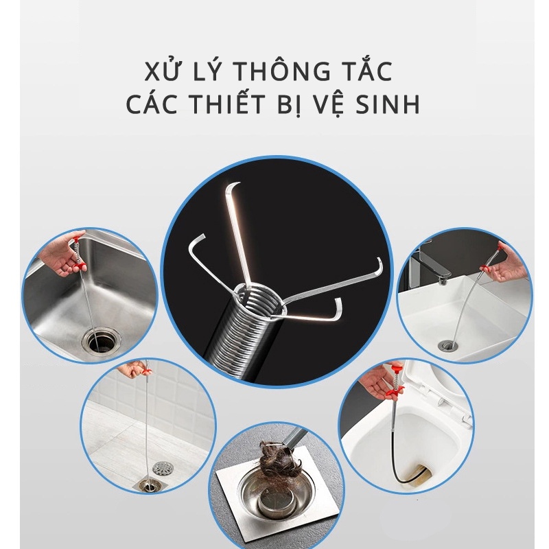 Dụng Cụ Gắp Rác Thông Cống Dài 2 Mét Cây Que Móc Cống Gắp Lông Tóc Thông Tắc Bồn Cầu Ống Cống, Gắp Đồ Bị Rơi babo (TA04)