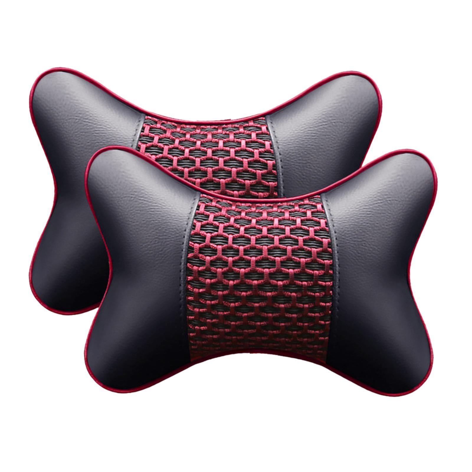 2 Headrest Artificial Leather Comfortable Car Pillow for Living Room
