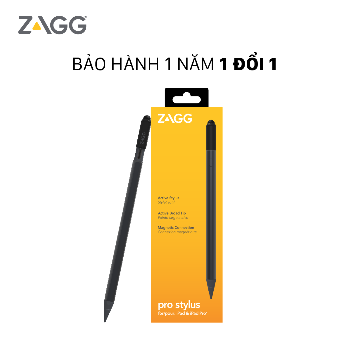 Bút cảm ứng ZAGG Pro Stylus Pencil Hàng Chính Hãng