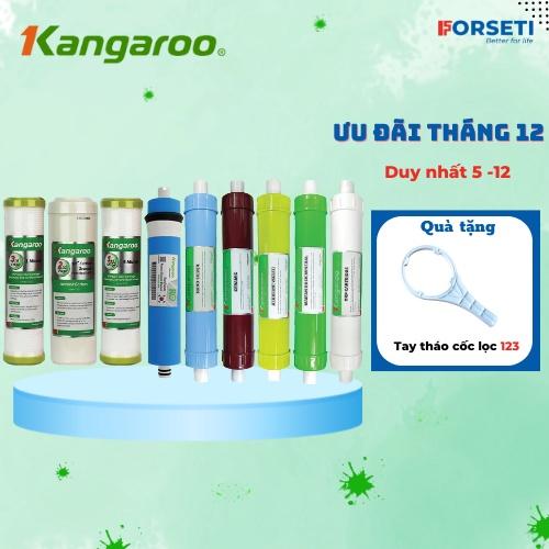 Trọn bộ 9 lõi lọc nước Kangaroo Hàng chính hãng dùng cho máy lọc nước Kangaroo KG109A KV - Trọn bộ RO KangCút