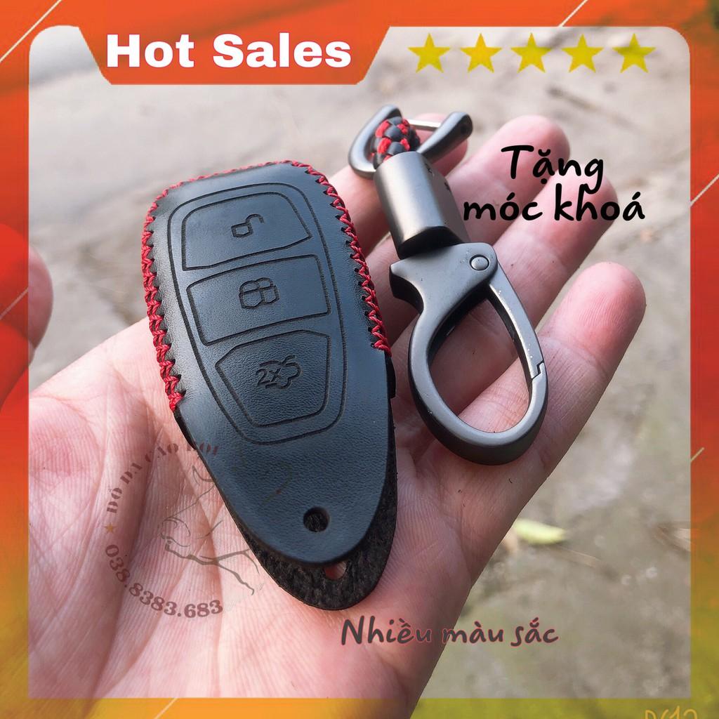 Bao Da Chìa Khóa Smarkey  Dành Cho Xe FORD ECOSPORT, FOCUS, FIESTA... Da Bò Tự Nhiên Nhiều Màu Sắc, Tặng Móc Khóa