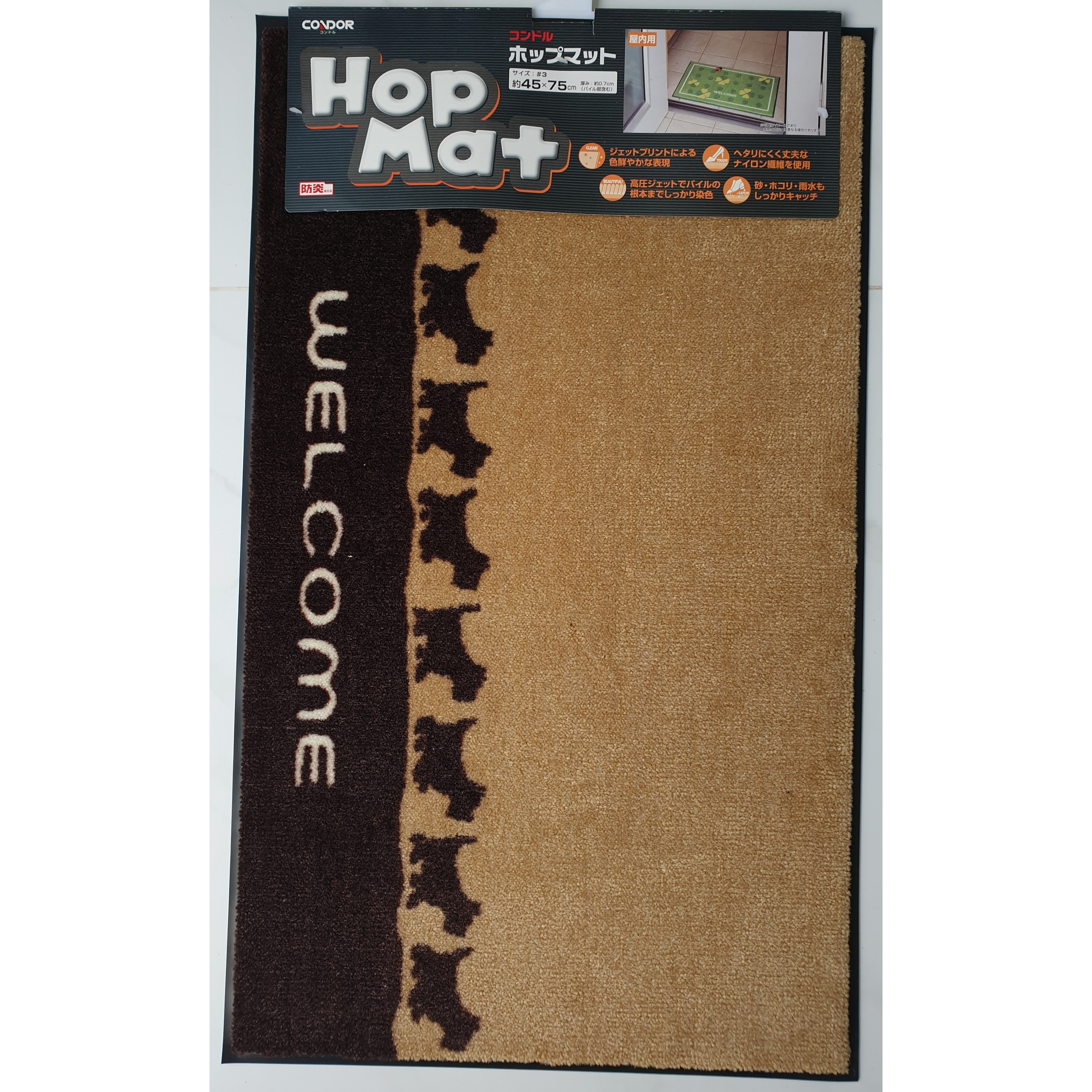 Thảm Welcome 45x75CM CONDORJAPAN Đế cao su chống trượt DOORMAT
