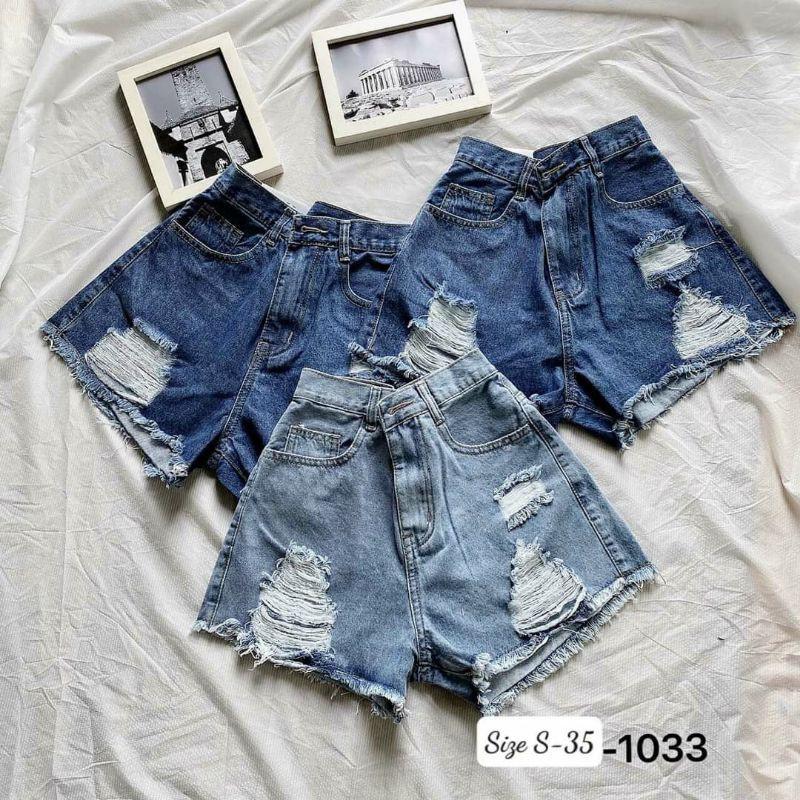 QUẦN SORT JEAN BIGSIZE RÁCH ĐẬM/NHẠT MÃ 1033 SIZE 30 ĐẾN 35