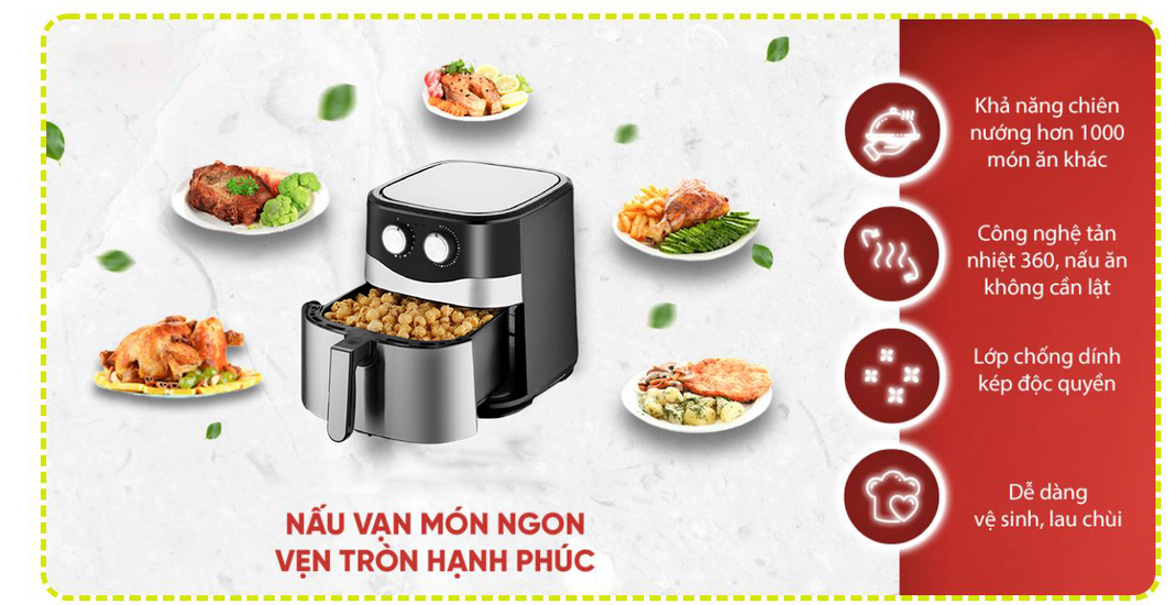 Nồi chiên không dầu 10.5L KB-8002M, Nồi chiên nướng đa năng, Thế hệ tiên tiến mới nhất - Hàng Chính Hãng