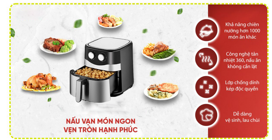 Nồi chiên không dầu 10.5L  KB-8002M, Nồi chiên nướng đa năng, Thế hệ tiên tiến mới nhất  - Hàng Chính Hãng