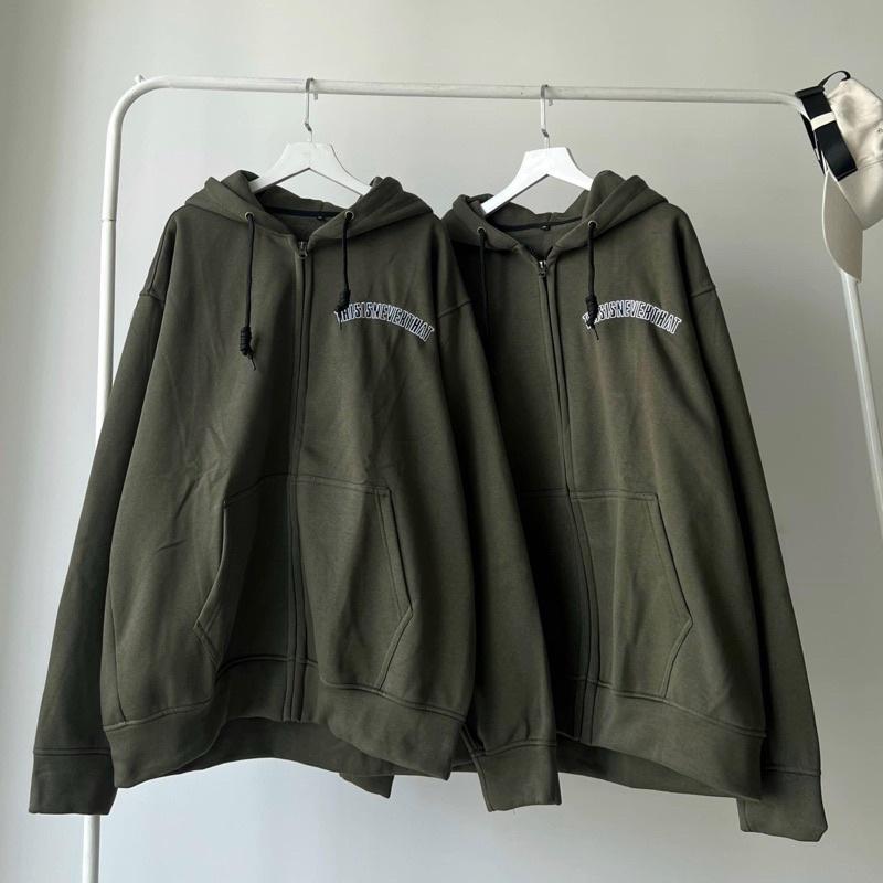 Áo Khoác Form Rộng Xanh Rêu Chữ Thêu Thisneverthat clothes