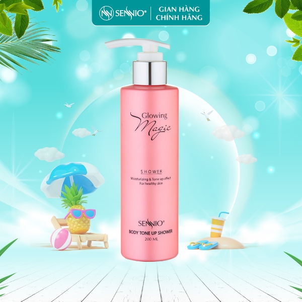 Kem ủ trắng body Sennio Glowing Magic Body Tone Up Shower dưỡng ẩm trắng da 200ml SNO 501