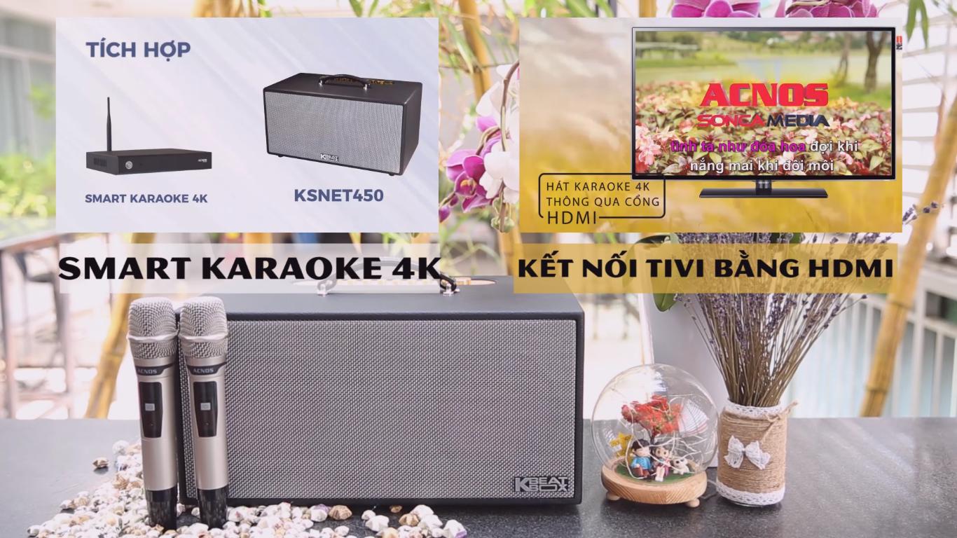 Loa karaoke Mini Acnos KSnet450 Tích hợp đầu karaoke Android 4k, Điều khiển giọng nói -  Chính Hãng