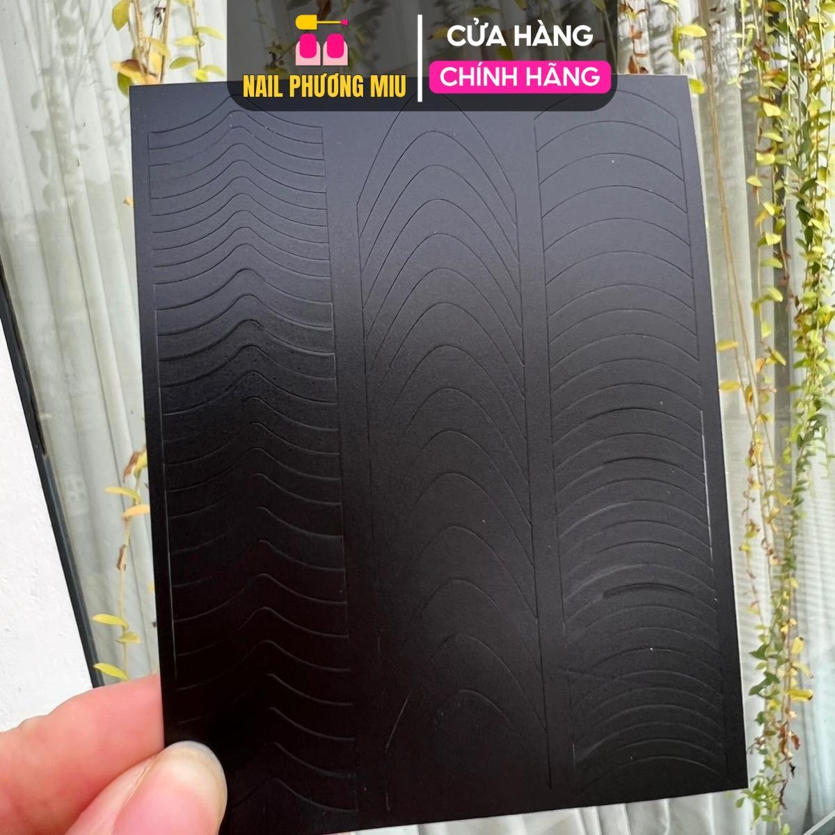 Sticker French Đầu Móng Ombre Màu Đen Nhiều Kiểu Cong Nhọn Oval Làm Nail, Miếng Dán Dặm Phen Omber Fen Đầu Móng Chuyên Dụng Nữ Women