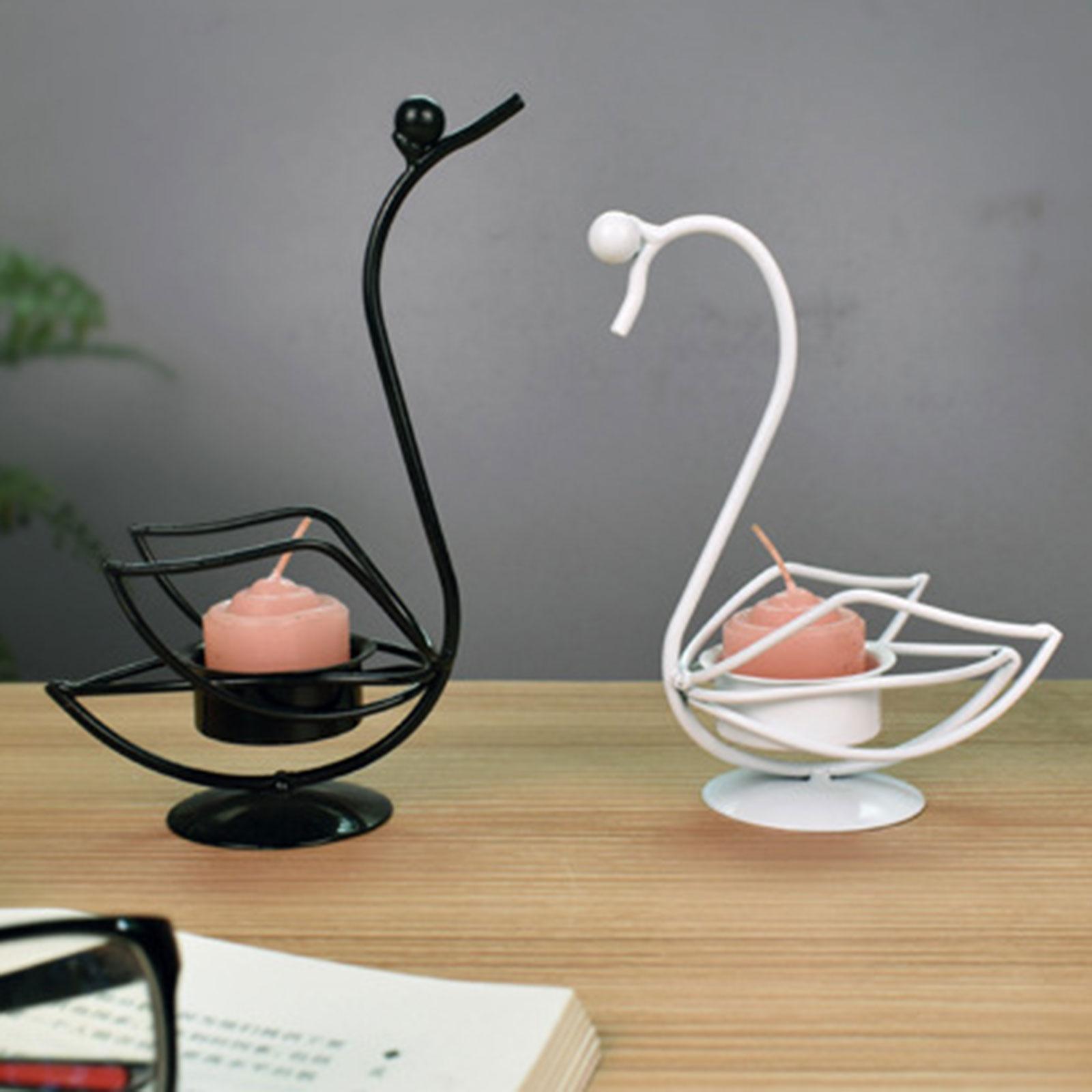 2x Swan Candle Holder Candelabra Elegant Nordic Iron Candlestick Candle Stand for Dining Table Living Room Home Holiday Decor