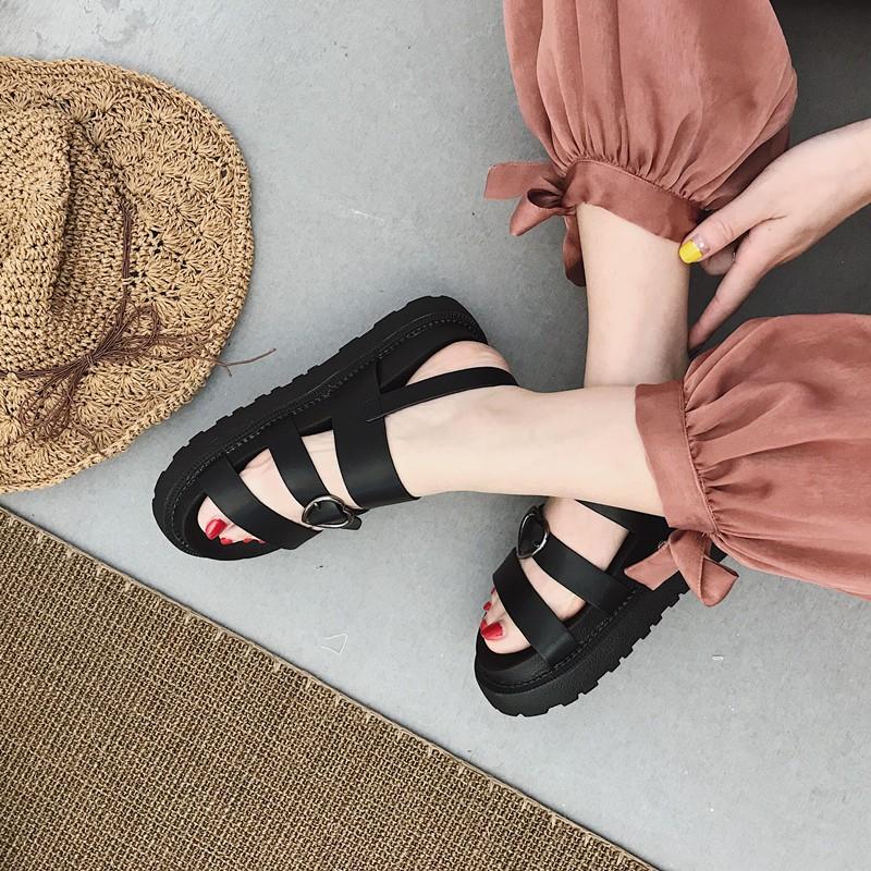 Sandal nữ đế độn cực dễ thương màu đen - SD3