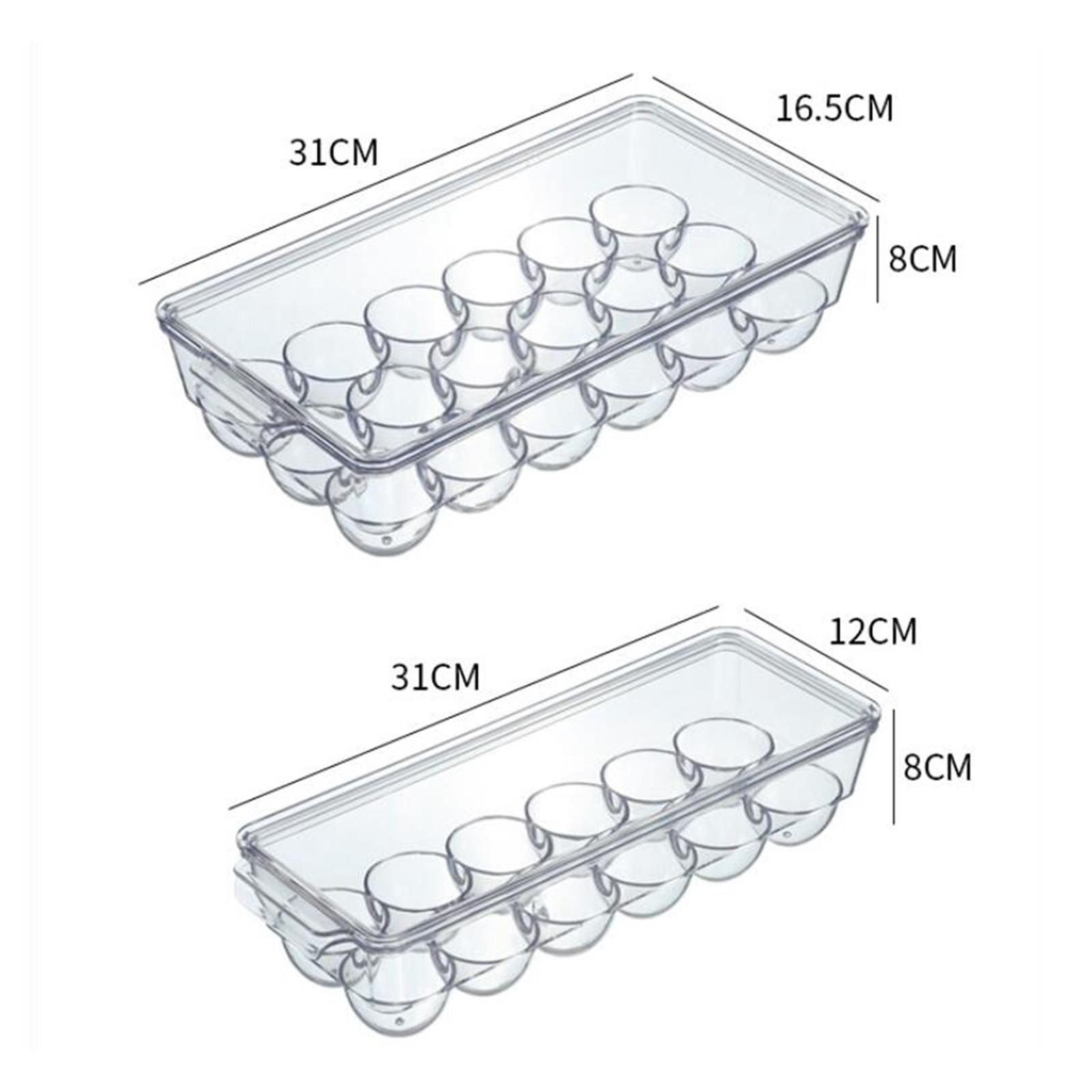 Egg Holder Tray, Egg Tray with Lid, Egg Holder Storage Tray Transparent Save Space Refrigerator Egg Organizer, Eggs Container, for Kitchen