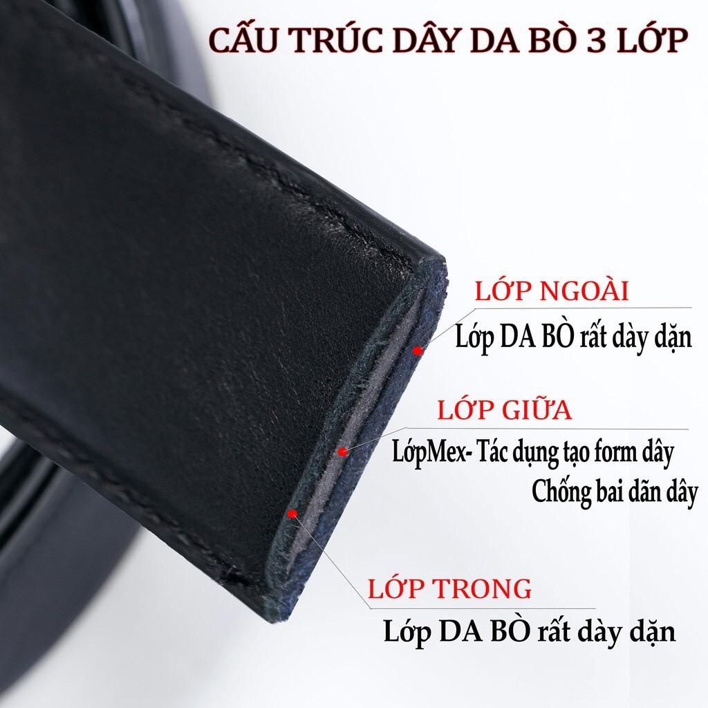 TẶNG KÈM TAI NGHE Thắt lưng nam da bò cao cấp 3 lớp màu khóa tự động nhiều mặt L104-DA THẬT-BH 24 tháng