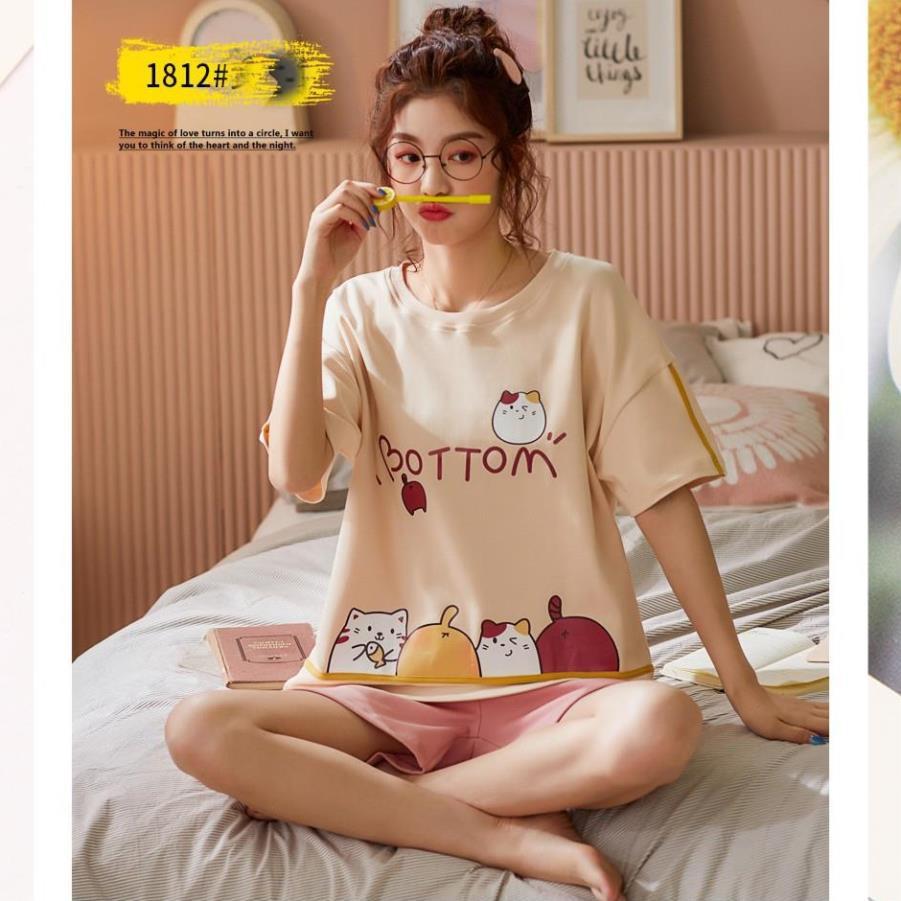 Đồ Bộ Mặc Nhà, Bộ Ngủ Quần Đùi Cotton Kiểu Dáng Cá Tính B41