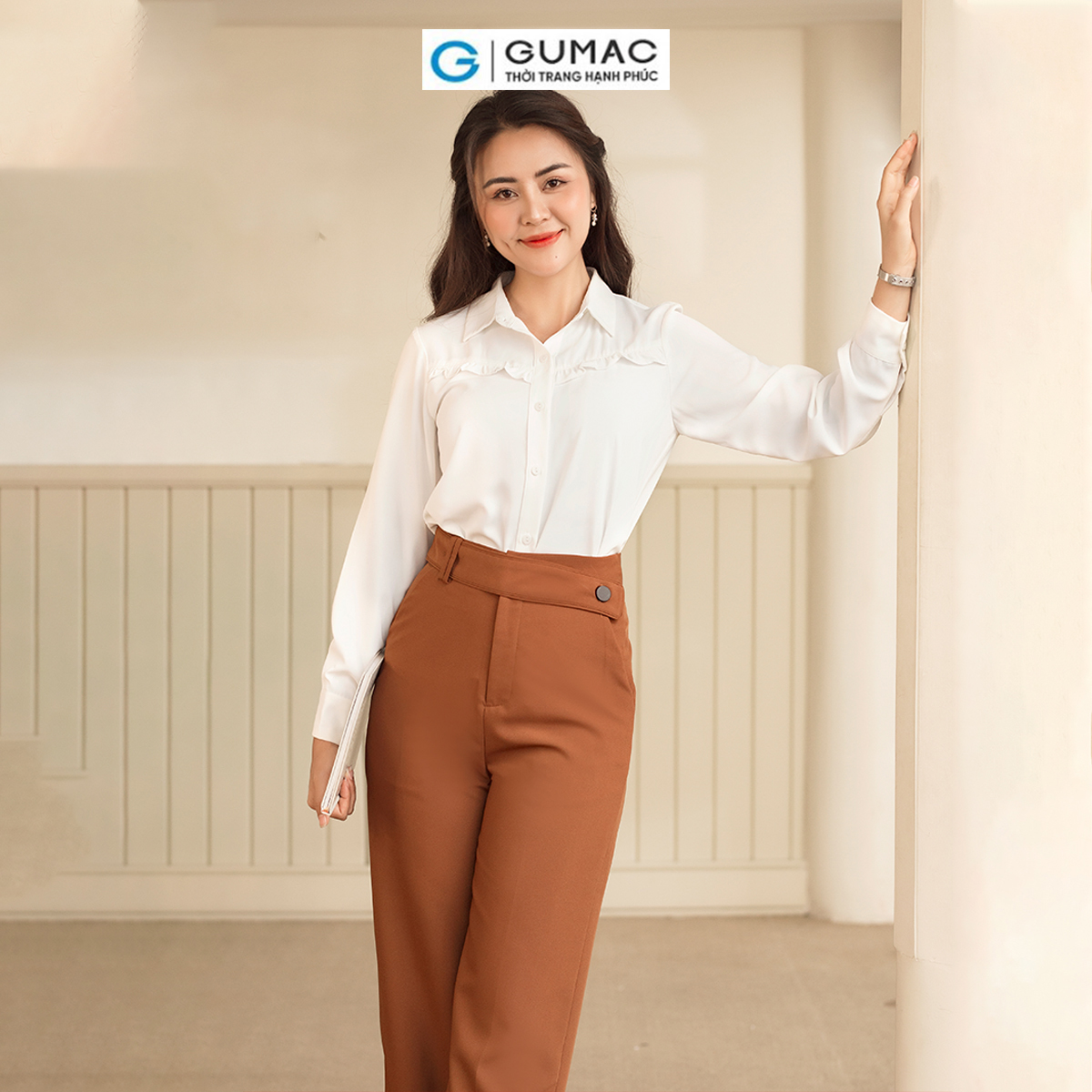 Quần tây nữ cài dây lưng thanh lịch tôn dáng sang trọng thời trang GUMAC QD06021 - QC10046