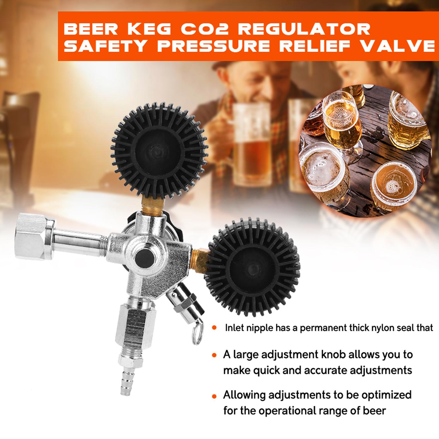 CGA320 Beer Keg CO2 Regulator Safety Pressure Relief Valve 0-3000 PSI Tanks Pressure Adjustable