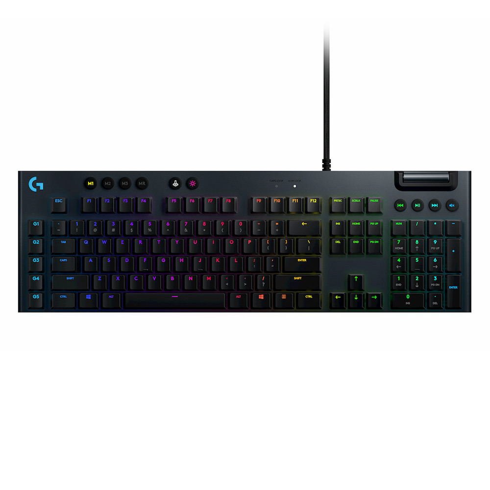 Bàn phím game cơ học RGB Logitech G813 - 3 loại switch cấu hình thấp, cổng USB 2.0, 5 nút lập trình, media chuyên biệt, RGB Lightsync - Tactile Switch - Hàng chính hãng