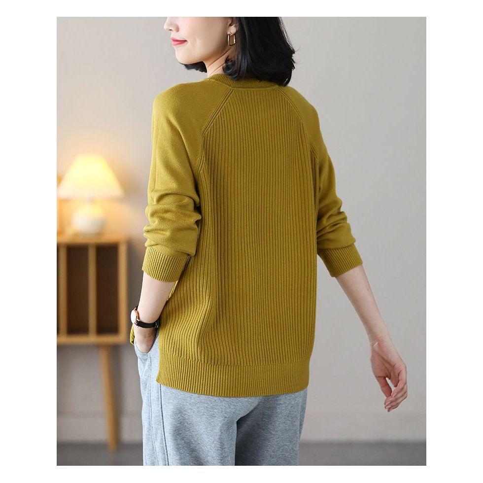 Áo len nữ cổ tròn suông dáng thụng chất len mềm mịn kiểu dáng basic thanh lịch mã VAA0488