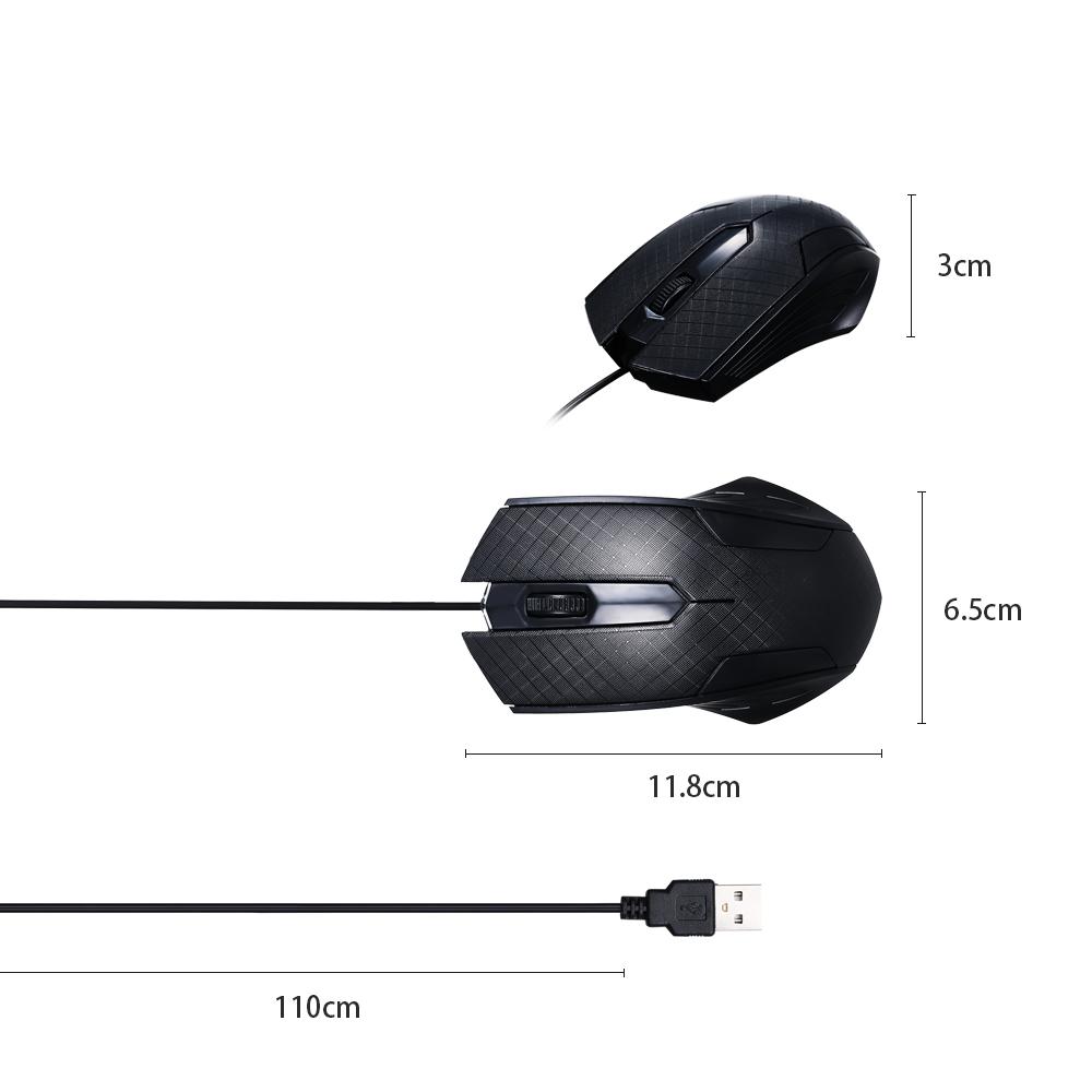 3-Button USB Optical Wired Mouse with 1.1M Cord Compatible with Windows 7/8/10/XP MacOS