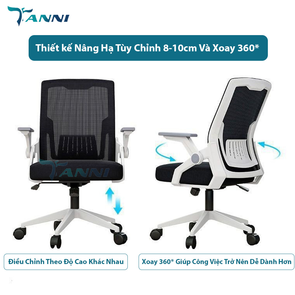 Ghế Xoay Văn Phòng Công Thái Học Có Ngả Lưng TANNI Premium 01 Plus, Ghế Làm Việc Ergonomic Cao Cấp Nhập Khẩu