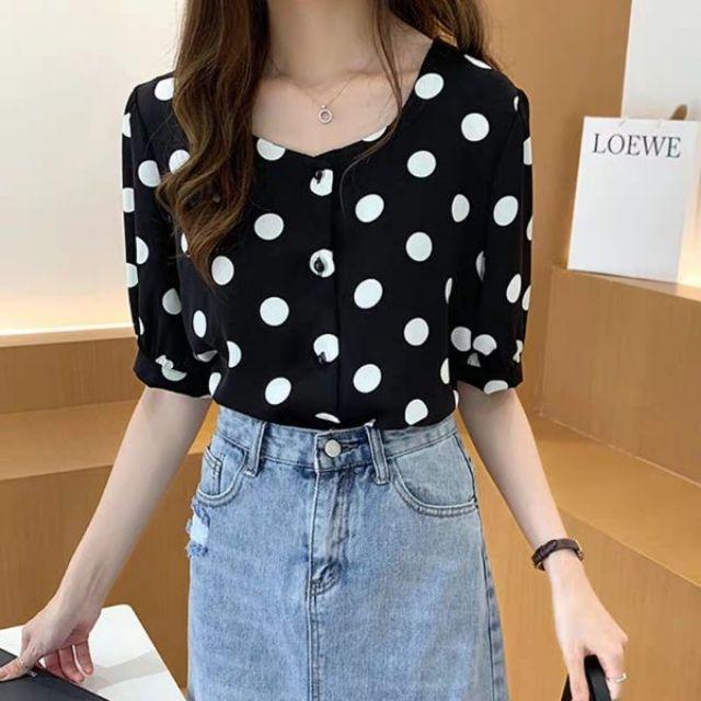 Áo sơ mi chấm bi công sở