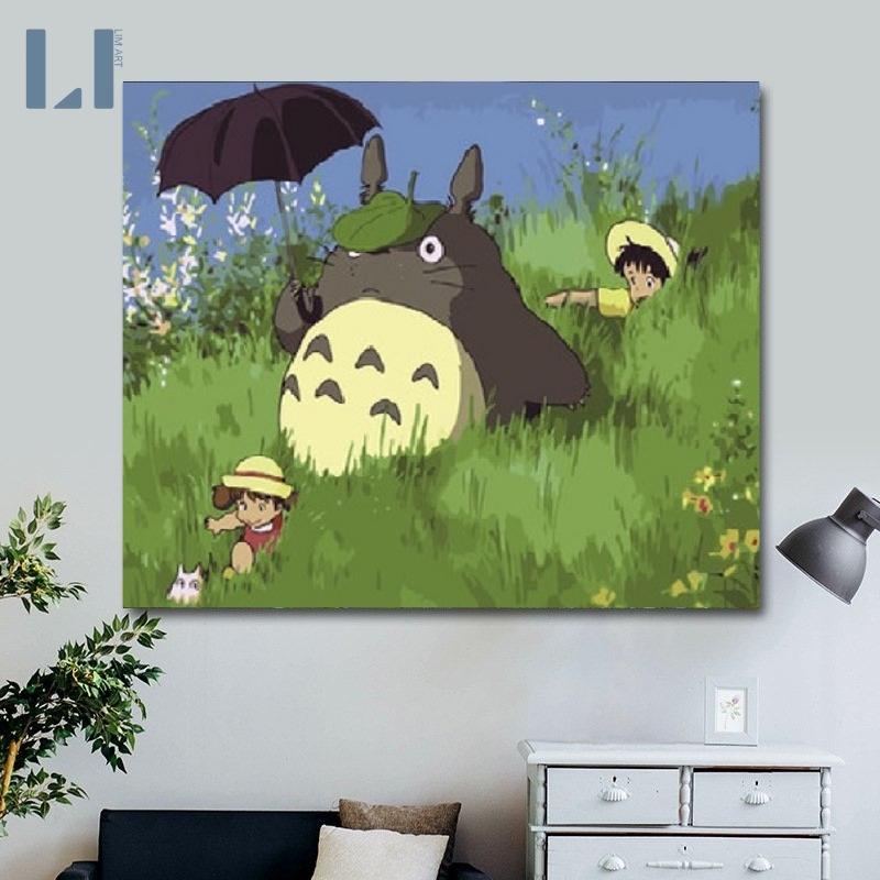 Tranh sơn dầu số hoá có khung LIM Art -Tranh tô màu theo số hoạt hình Ghibli Totoro