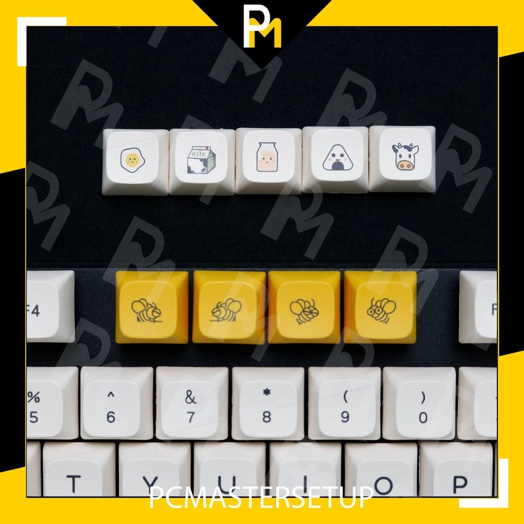 Keycap xda pbt Honeybee and milk cao 9.5mm nút cho bàn phím cơ 140 phím