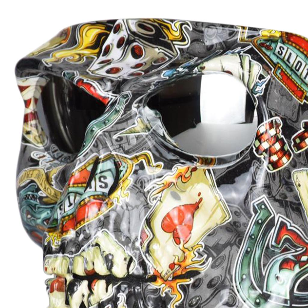 SET OF 2 MOTORCYCLE SKULL FACE MASK WITH GOGGLES - SCRAWL PATTERN- UNIVERSAL FIT