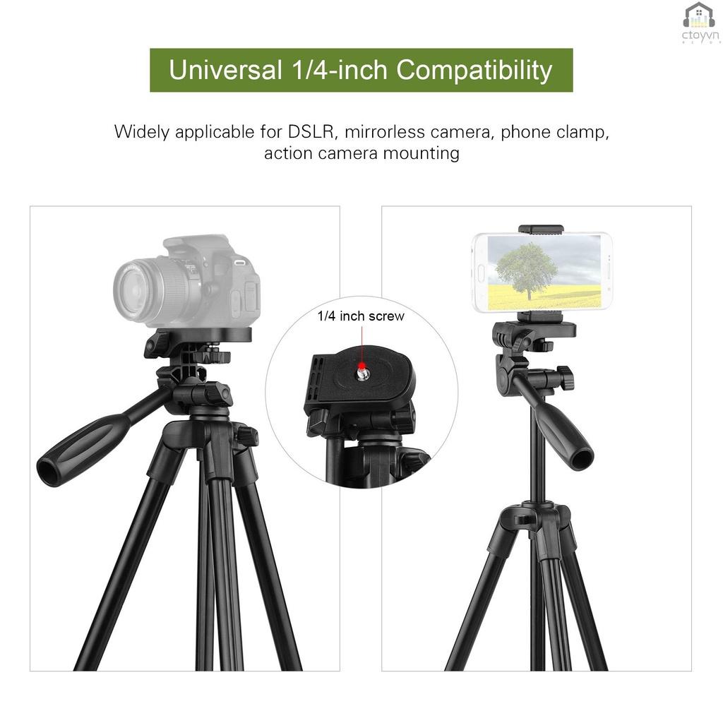 Giá đỡ ba chân 115cm/45in 3 khớp 3 kG Payload 3 chiều 1/4 bằng hợp kim nhôm có thể điều chỉnh độ cao