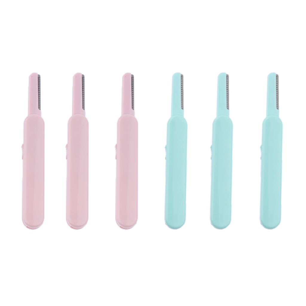 Pack of 6Pieces, Portable Retractable Stainless Steel Eyebrow Shaver, Eyebrow Shaper, Trim Eyebrow, Facial Hair for Precision Shaping