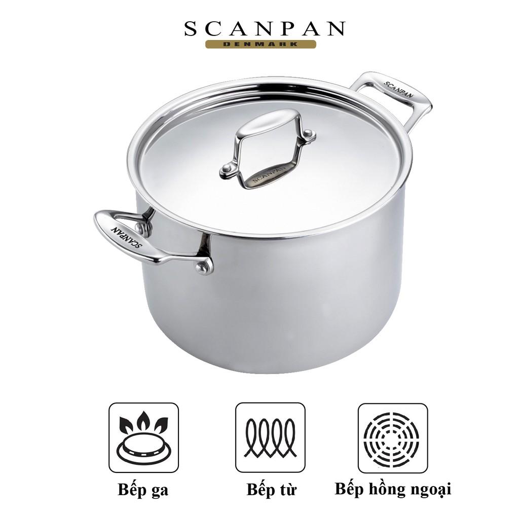Nồi luộc gà inox cao cấp Scanpan Fusion 24cm-7.6L 74502400, đúc liền thân đáy 5 lớp, dùng bếp từ, máy rửa bát